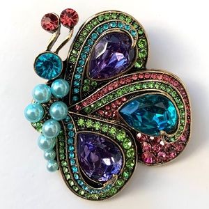 Large Colorful Butterfly Brooch - Sparkling Rhinestone Crystal Pin Jewelry NWT